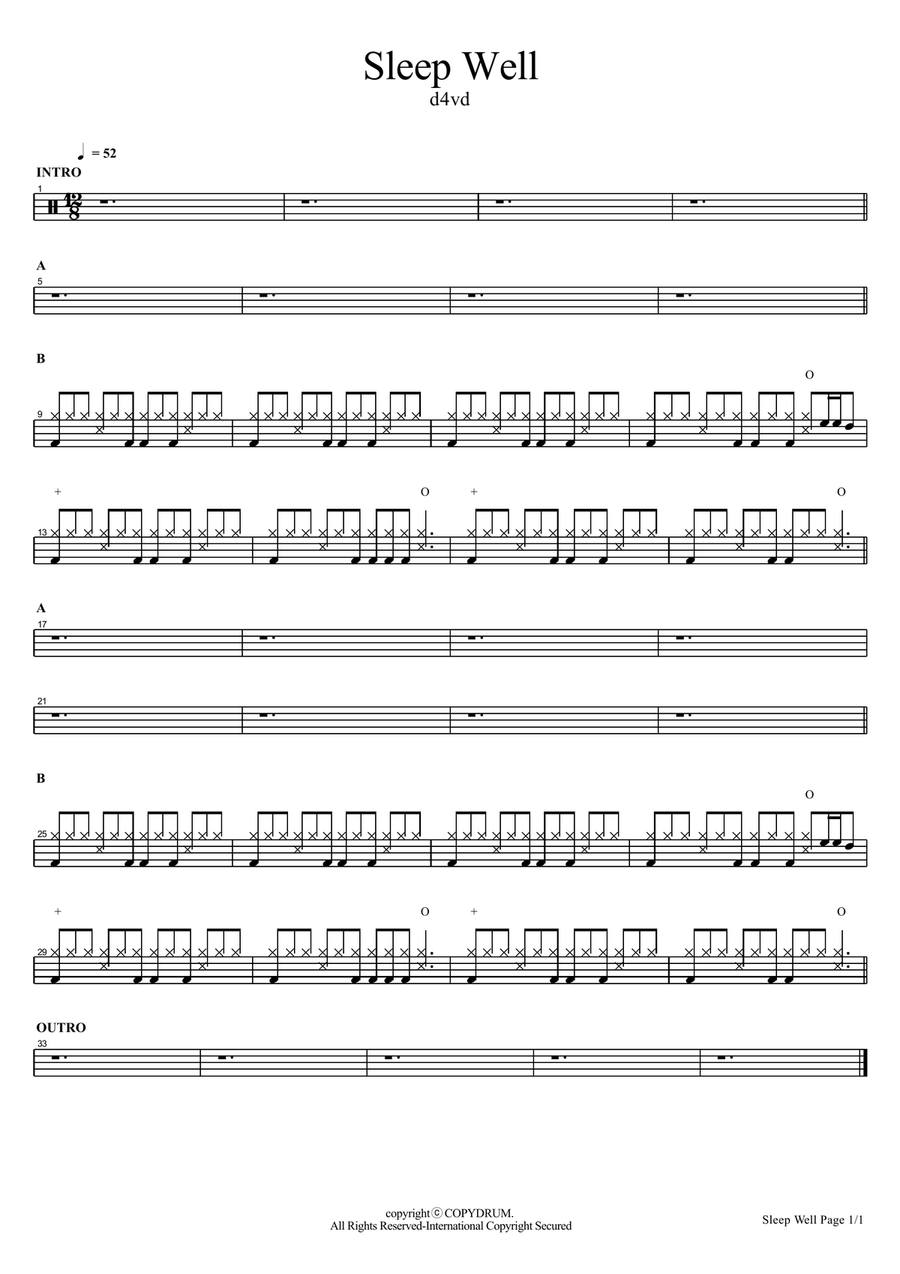 Sleep Well Sleep Well Drum Set scores gallery preview page 1