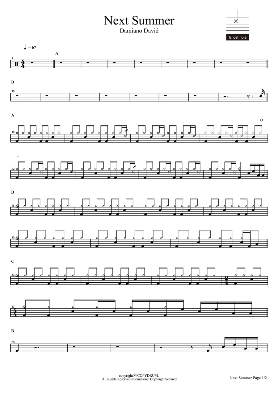 Next Summer Next Summer Drum Set scores gallery preview page 1