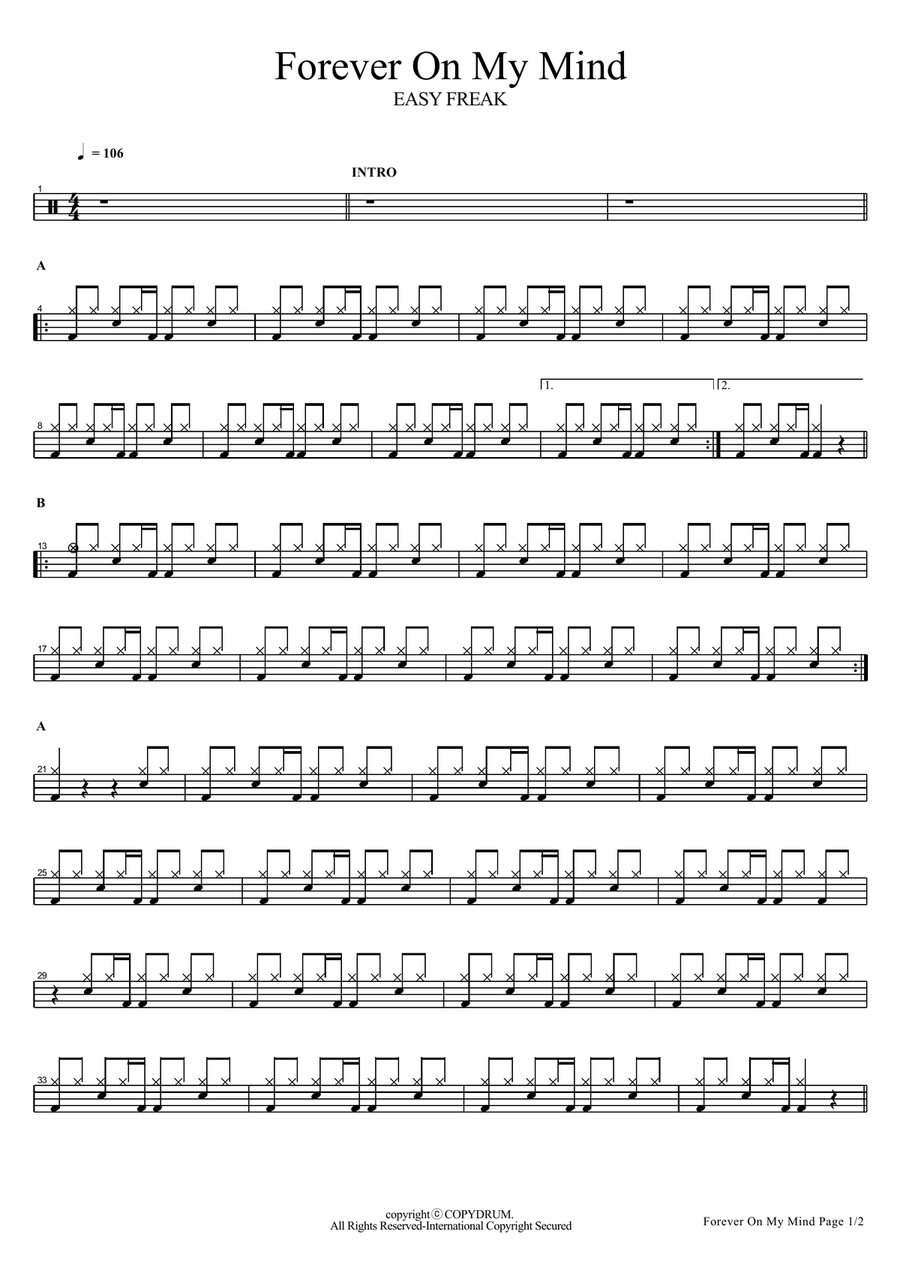Forever On My Mind Forever On My Mind Drum Set scores gallery preview page 1