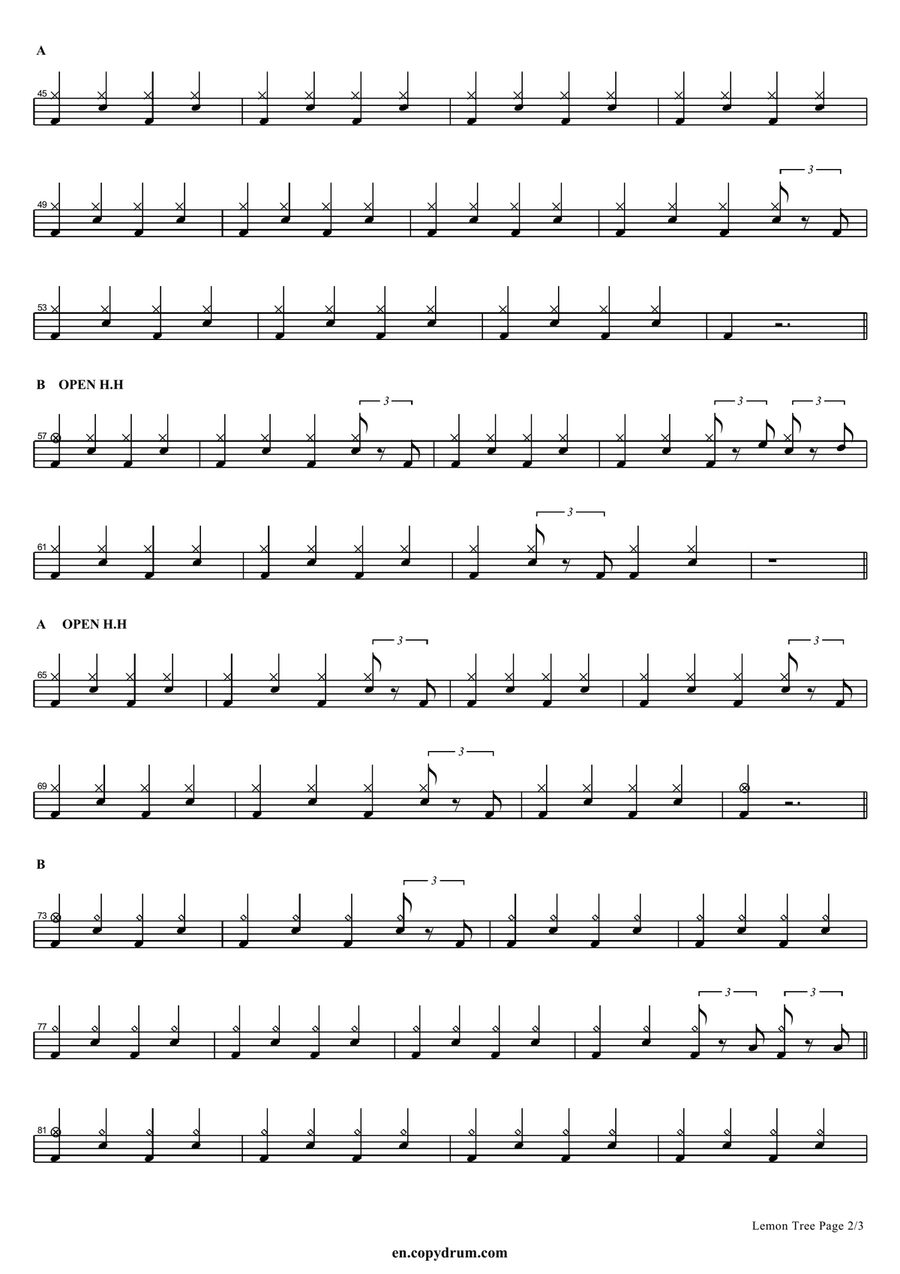 Lemon Tree Lemon Tree Drum Set scores gallery preview page 2