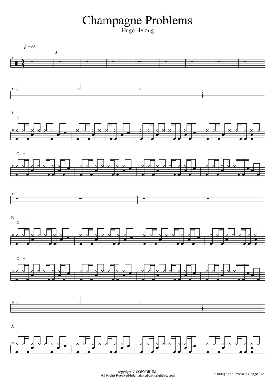 Champagne Problems Champagne Problems Drum Set scores gallery preview page 1