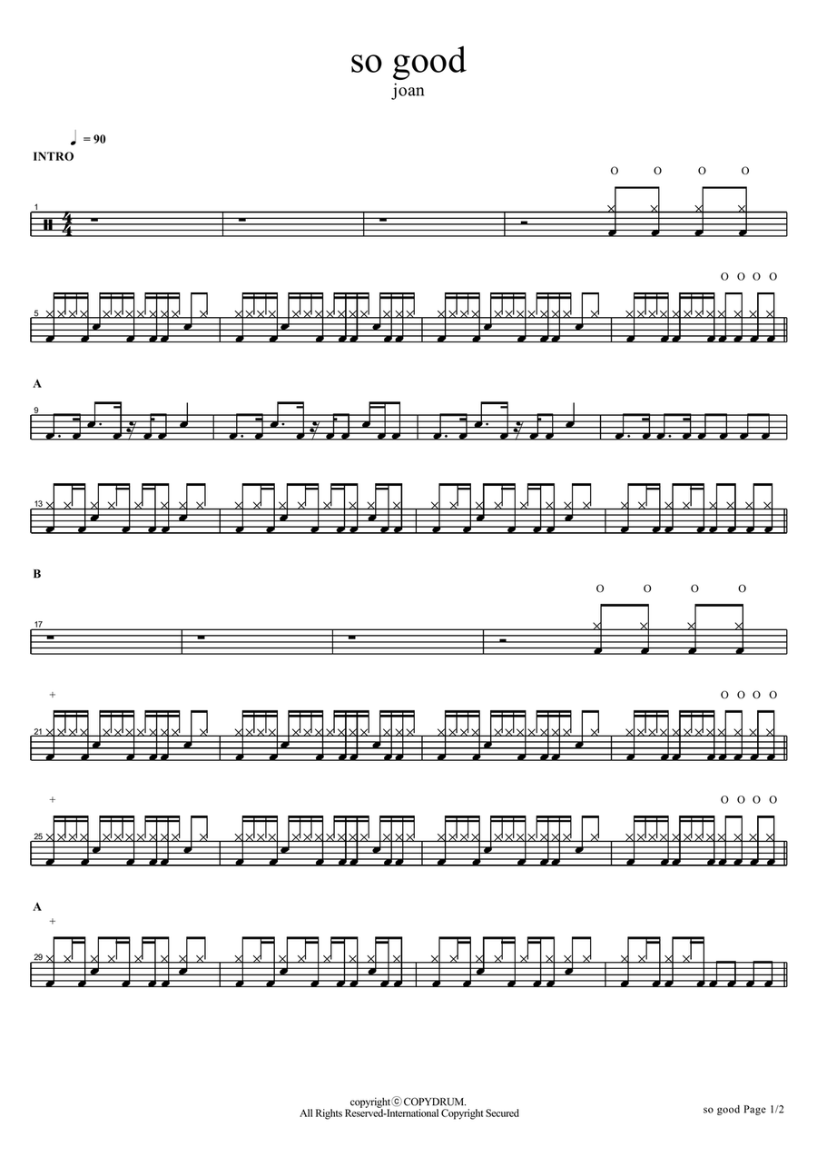 So Good So Good Drum Set scores gallery preview page 1