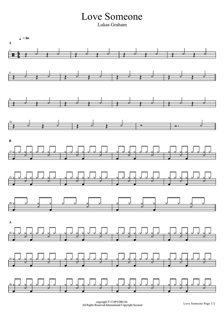 Love Someone Love Someone Drum Set scores gallery preview page 1