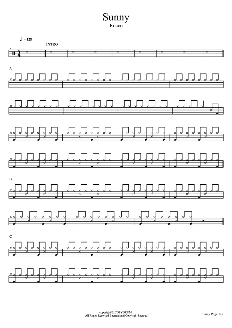 Sunny Sunny Drum Set scores gallery preview page 1