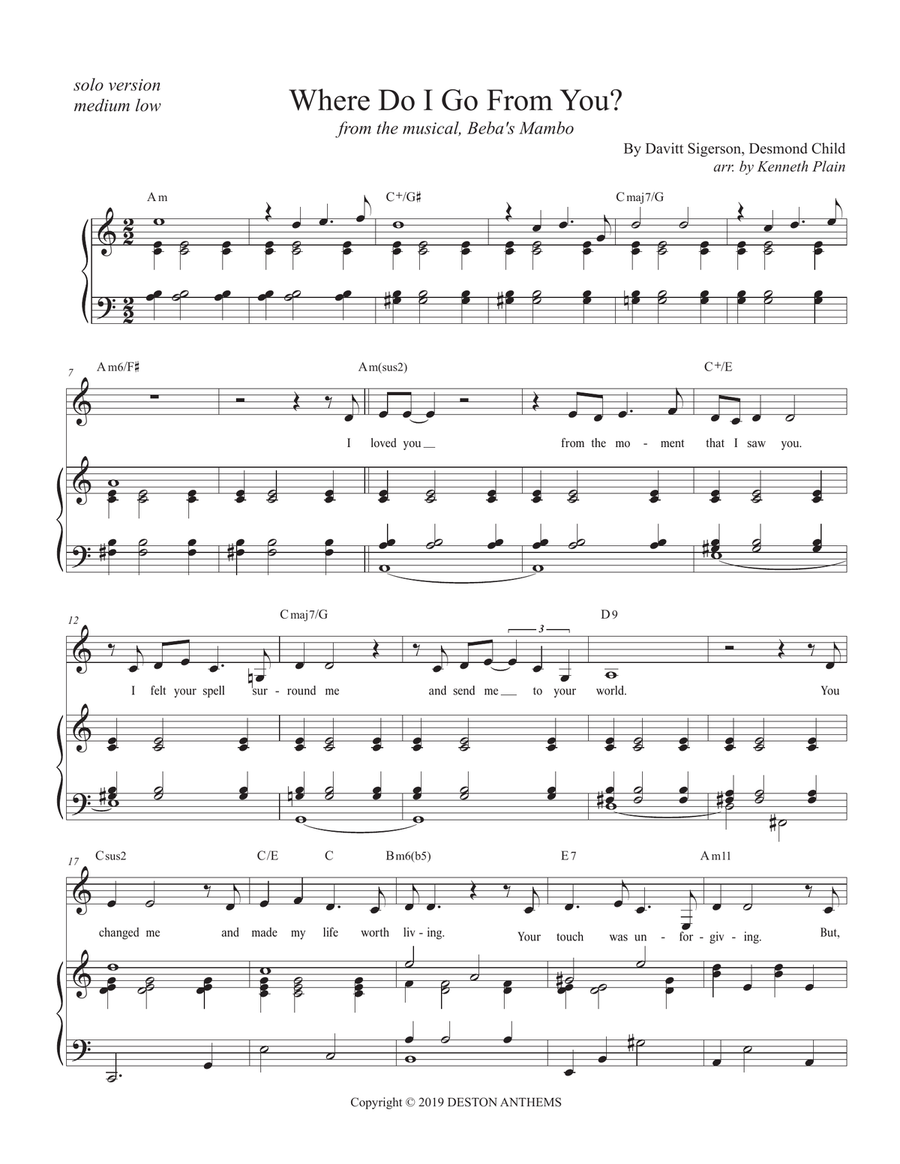 Where Do I Go From You Where Do I Go From You Piano, Vocal scores gallery preview page 1
