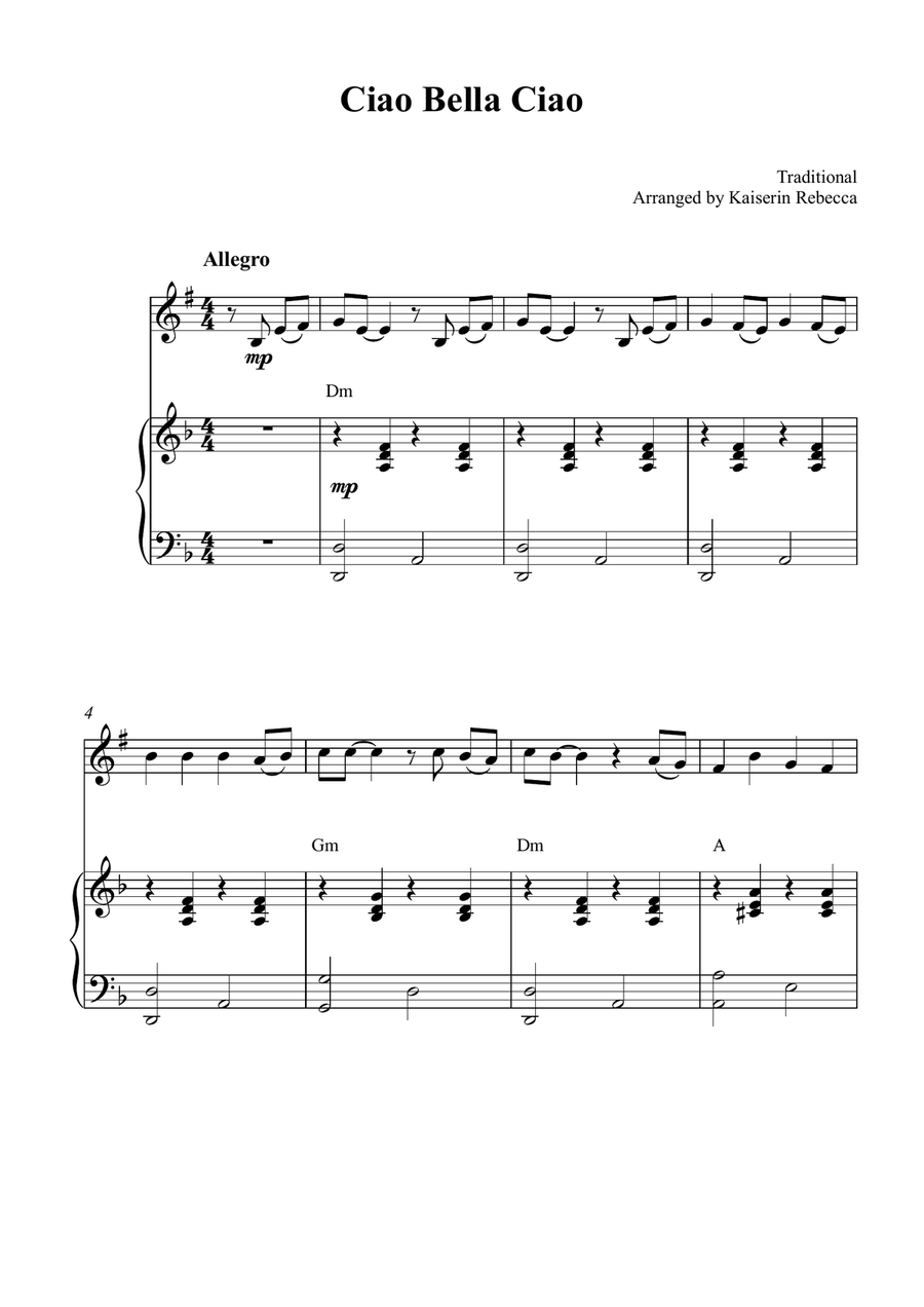 Ciao Bella Ciao Ciao Bella Ciao Soprano Saxophone scores gallery preview page 1