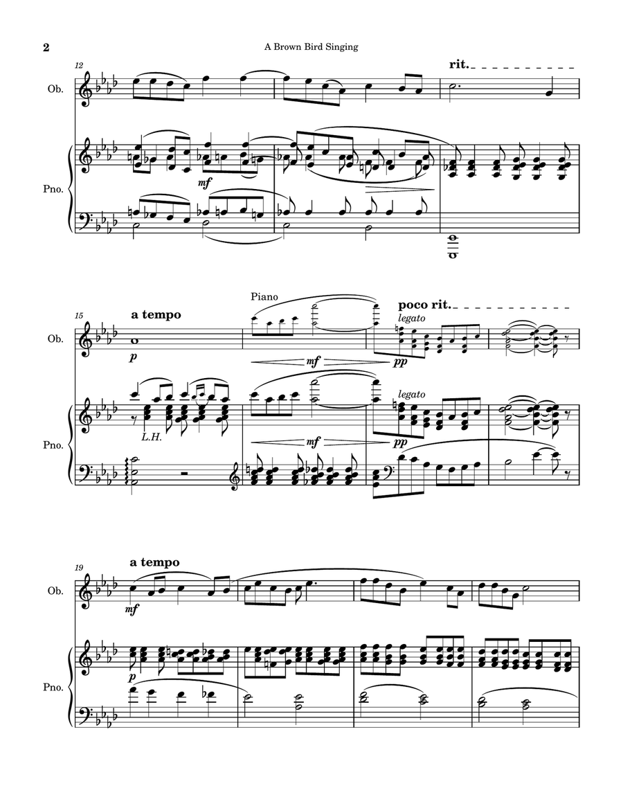 A Brown Bird Singing (Haydn Wood). Piano scores gallery preview page 2