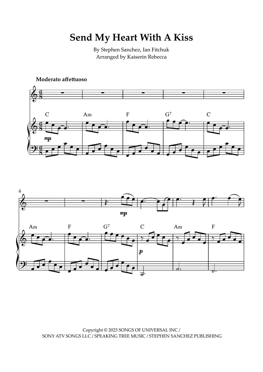 Send My Heart With A Kiss Flute Solo scores gallery preview page 1
