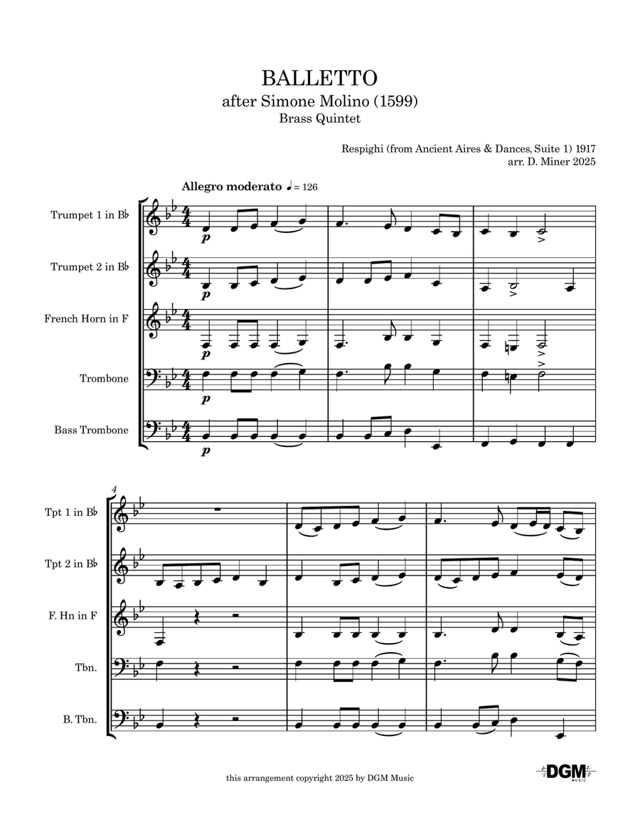 BALLETTO (from Ancient Aires & Dances, Suite 1) 1917 Brass Ensemble scores gallery preview page 1