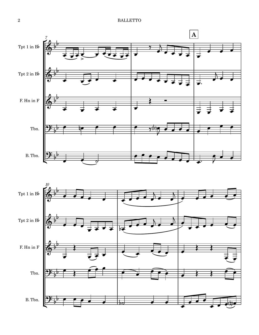 BALLETTO (from Ancient Aires & Dances, Suite 1) 1917 Brass Ensemble scores gallery preview page 2