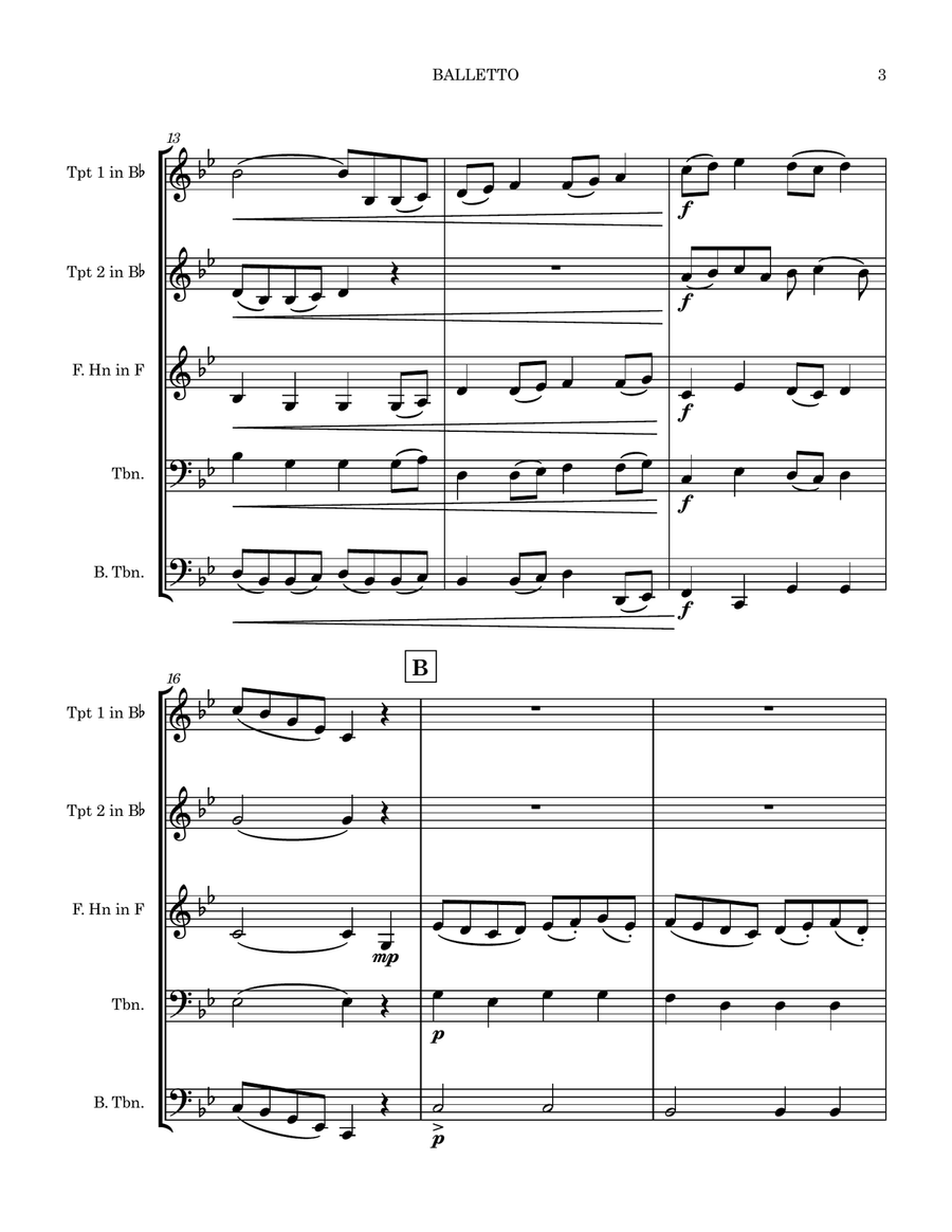 BALLETTO (from Ancient Aires & Dances, Suite 1) 1917 Brass Ensemble scores gallery preview page 3