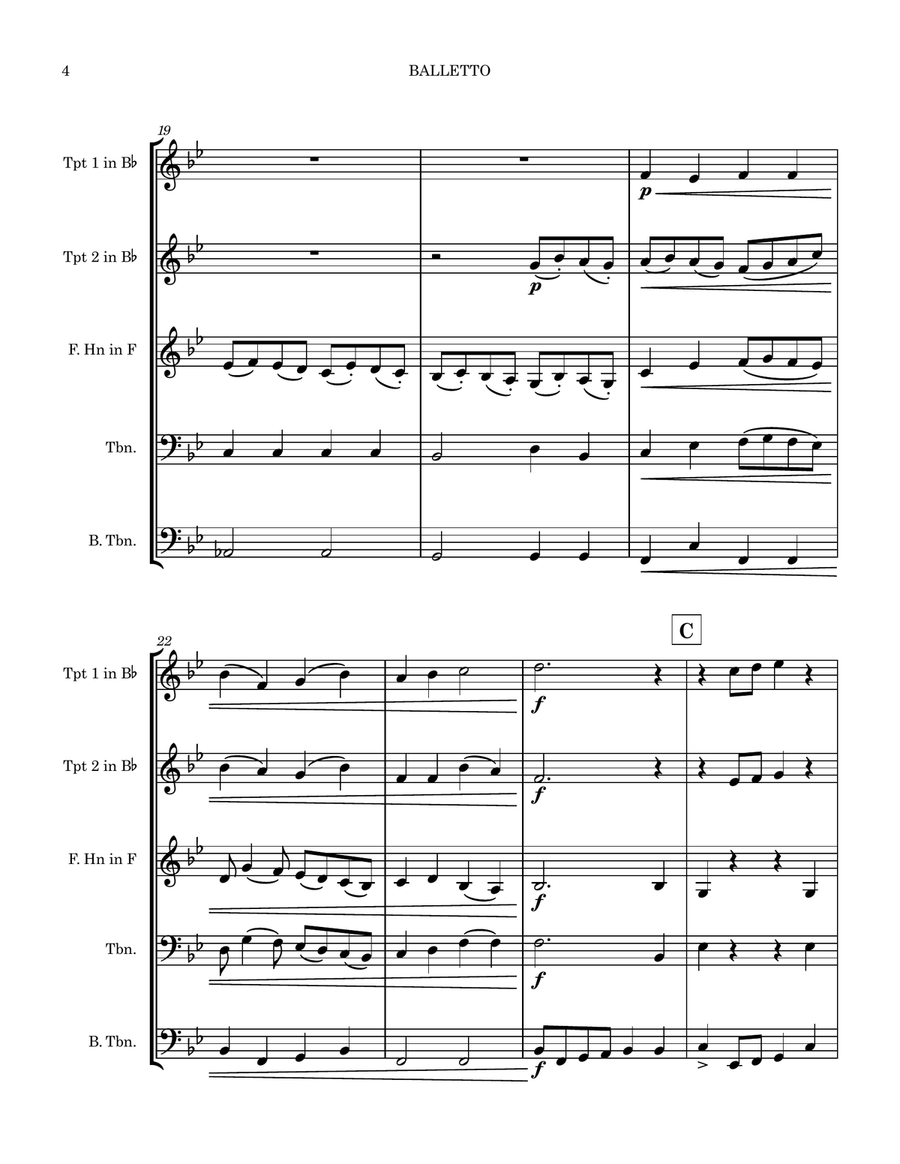 BALLETTO (from Ancient Aires & Dances, Suite 1) 1917 Brass Ensemble scores gallery preview page 4