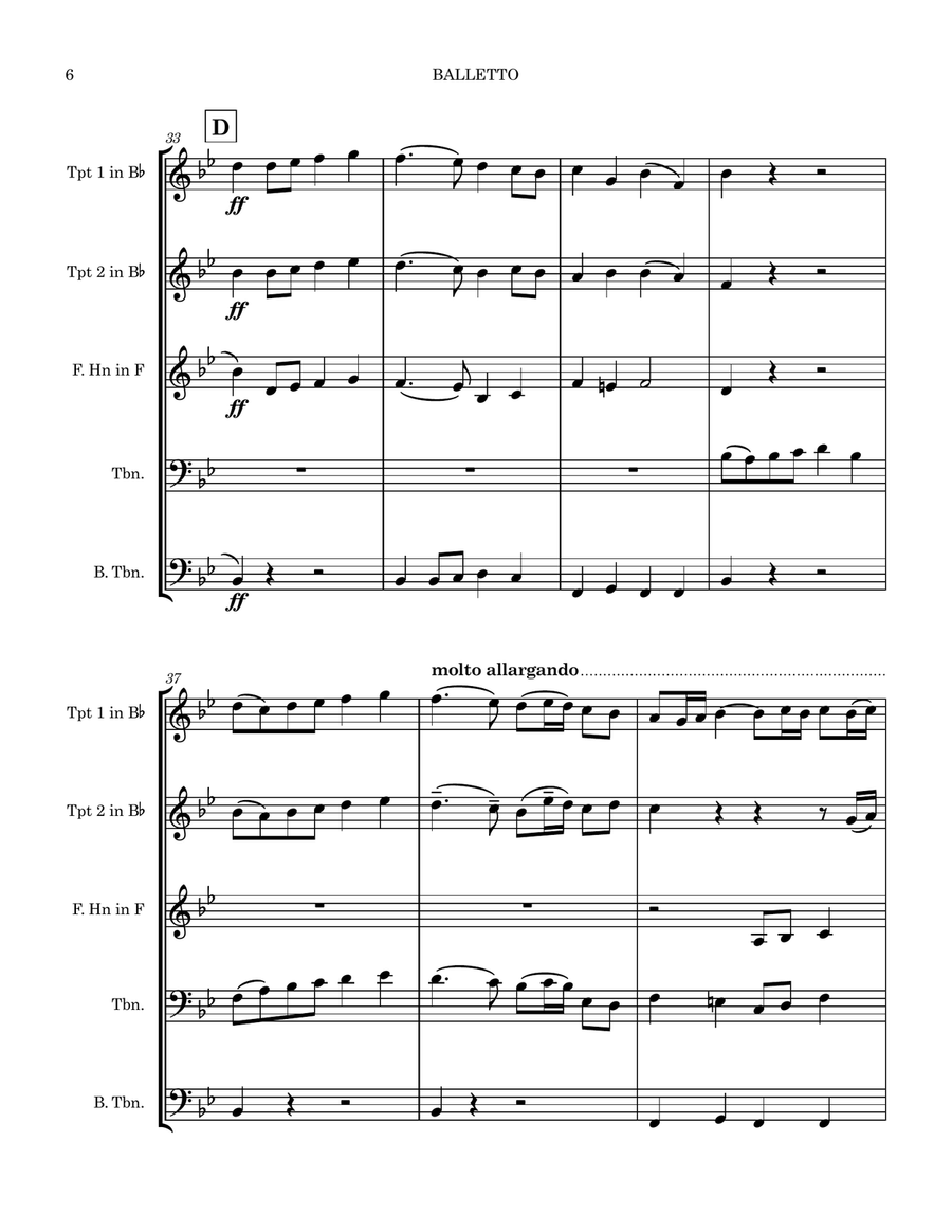 BALLETTO (from Ancient Aires & Dances, Suite 1) 1917 Brass Ensemble scores gallery preview page 6