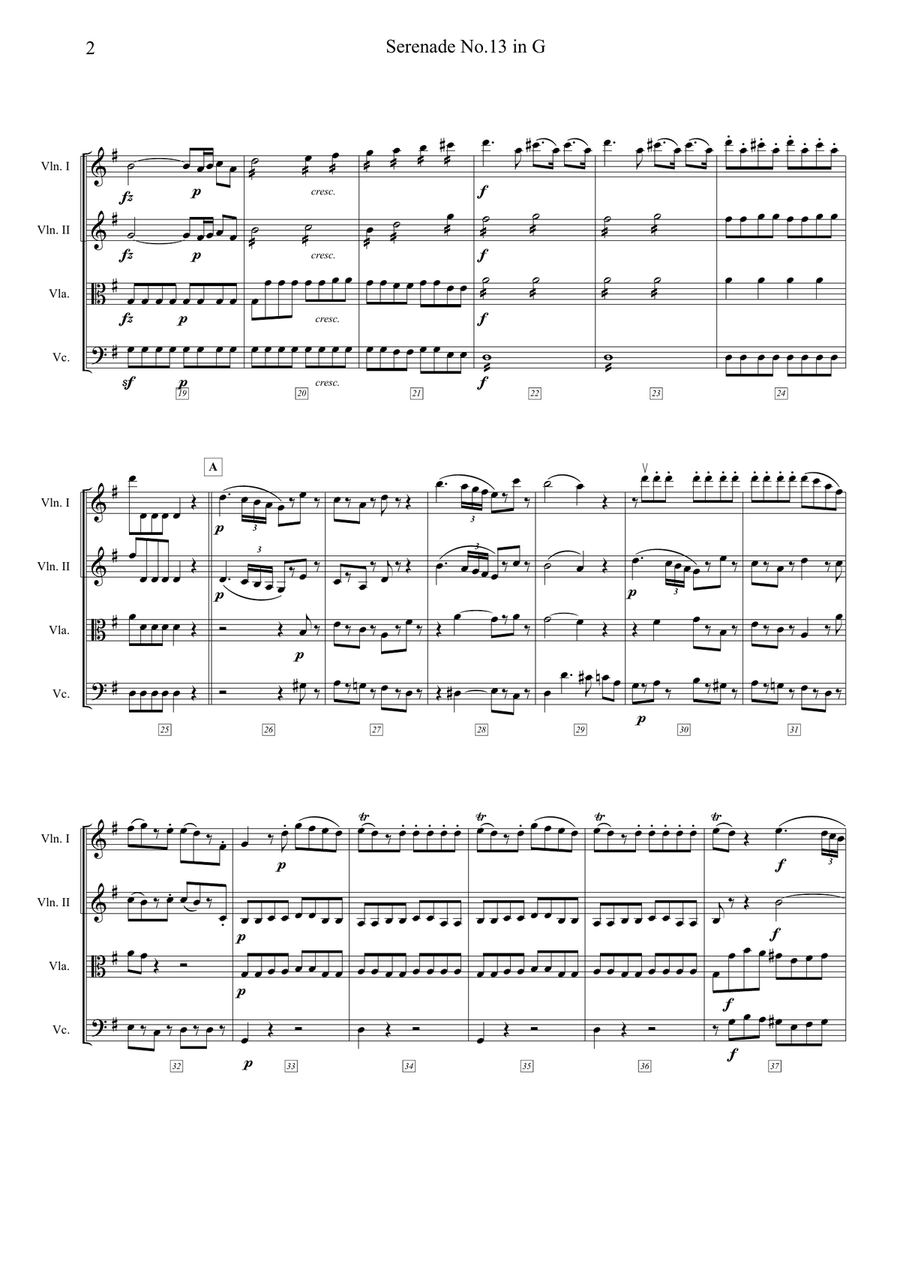 Eine kleine Nachtmusik (Mozart)-Easy & Short String Quartet String Quartet scores gallery preview page 2