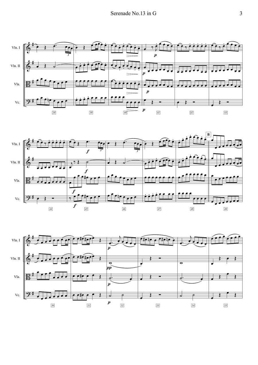 Eine kleine Nachtmusik (Mozart)-Easy & Short String Quartet String Quartet scores gallery preview page 3