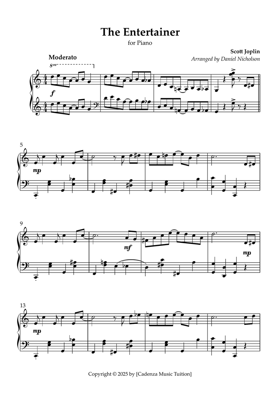 The Entertainer The Entertainer Piano Solo scores gallery preview page 1