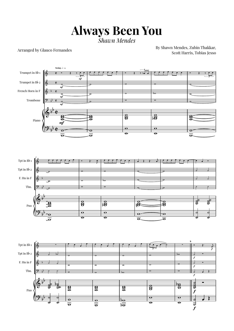 Always Been You Brass Quartet scores gallery preview page 1
