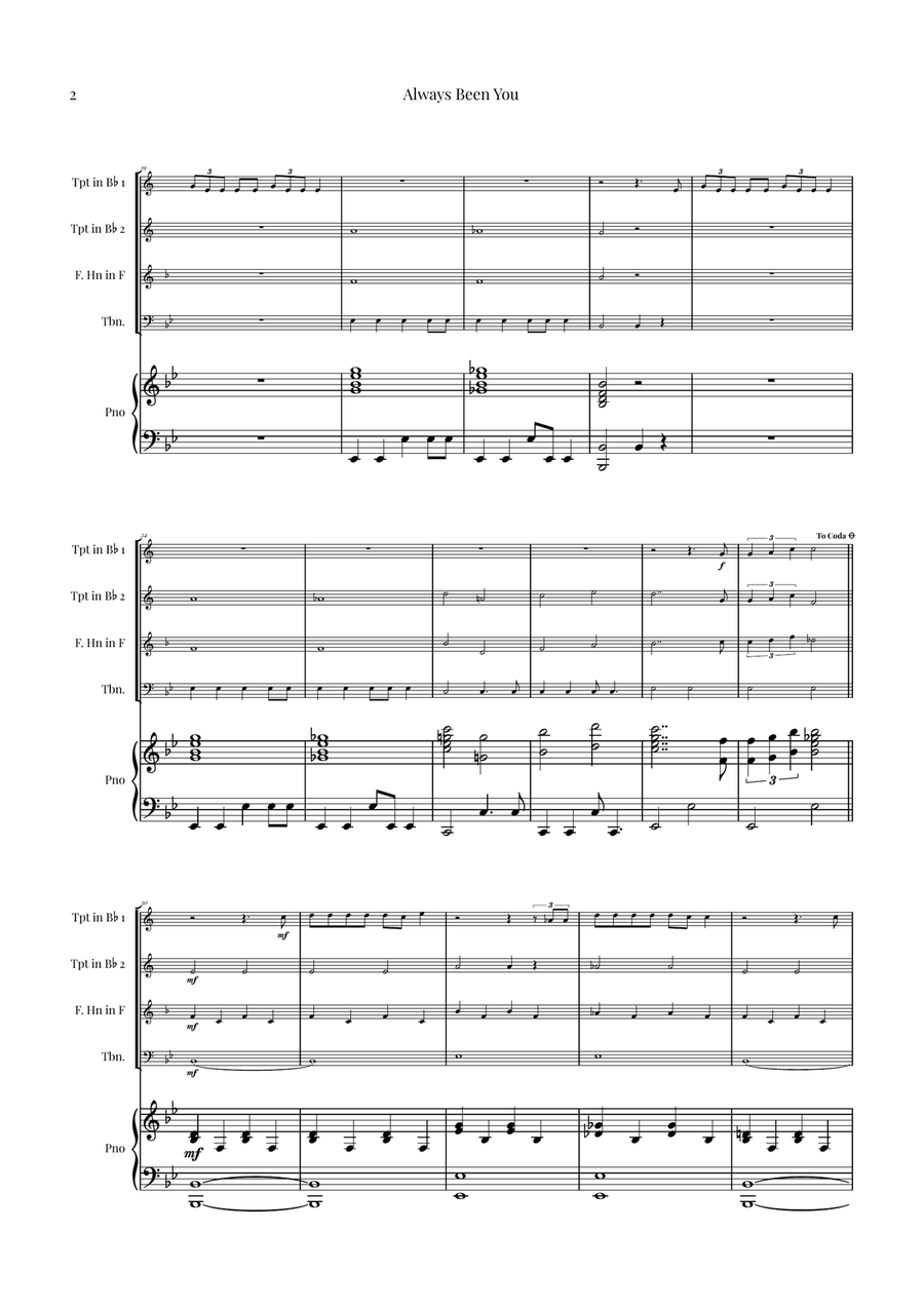 Always Been You Brass Quartet scores gallery preview page 2