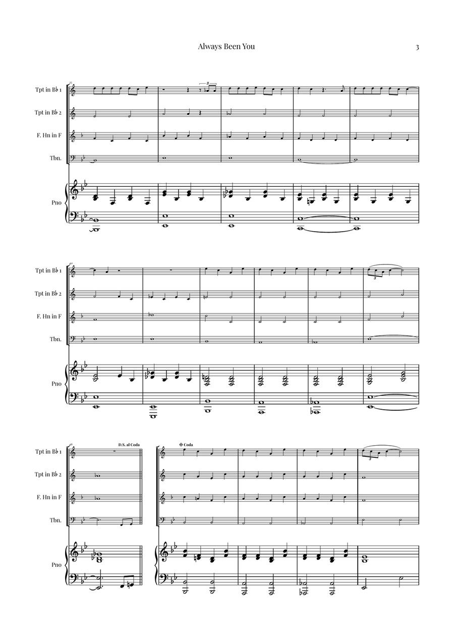 Always Been You Brass Quartet scores gallery preview page 3