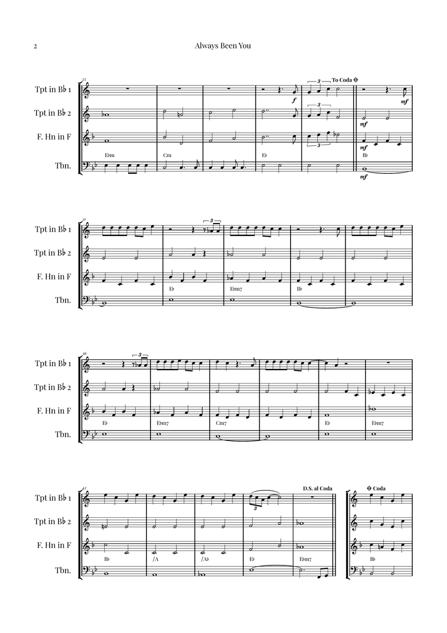 Always Been You Brass Quartet scores gallery preview page 2