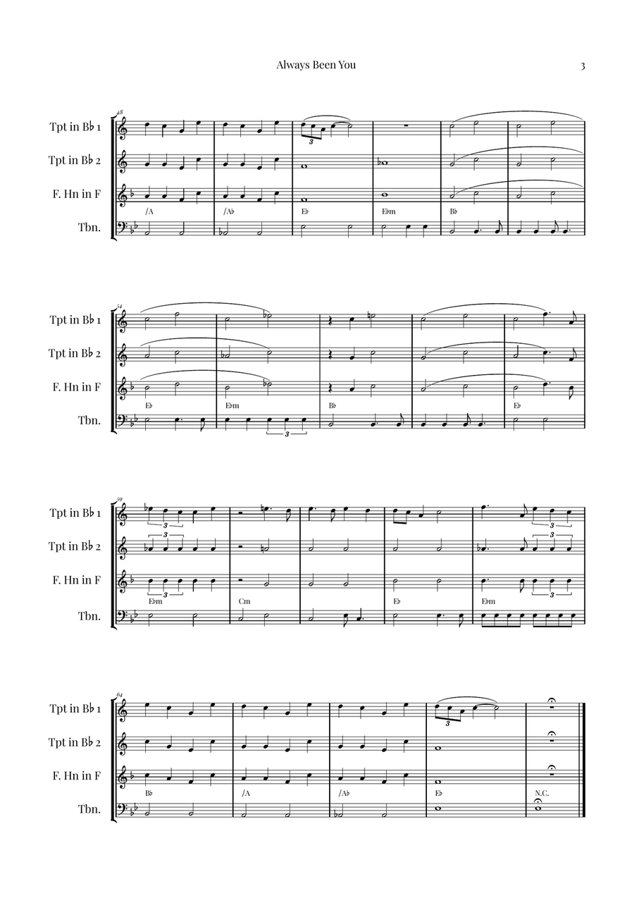 Always Been You Brass Quartet scores gallery preview page 3