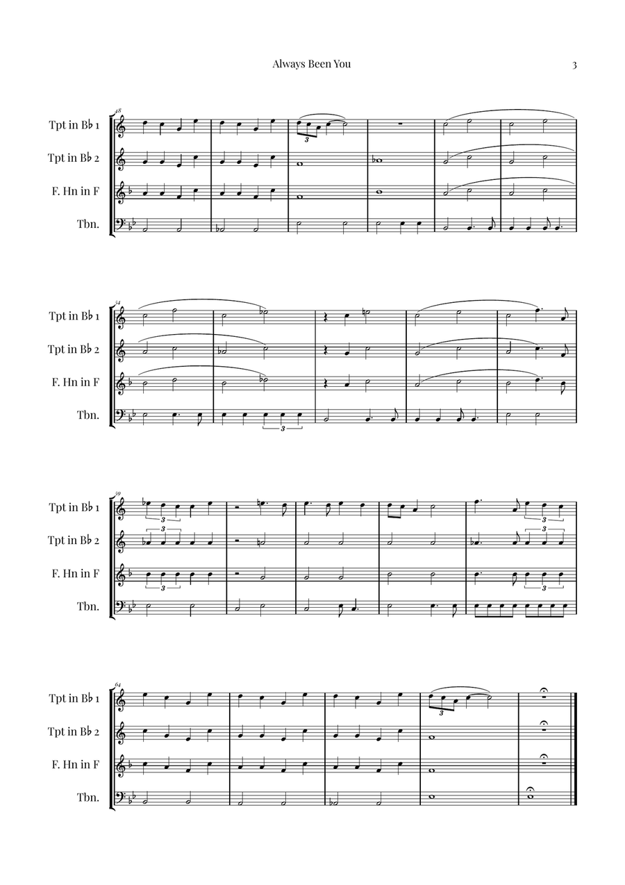Always Been You Brass Quartet scores gallery preview page 3