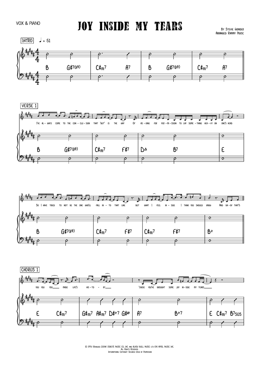 Joy Inside My Tears Joy Inside My Tears Piano scores gallery preview page 1