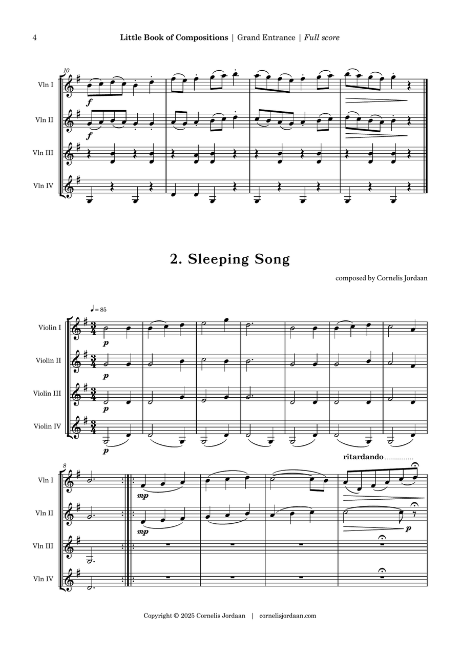 Little Book of Compositions for Beginning Violin Quartet Chamber Music scores gallery preview page 4