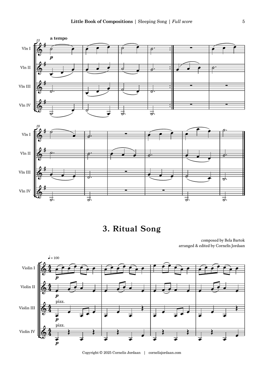 Little Book of Compositions for Beginning Violin Quartet Chamber Music scores gallery preview page 5