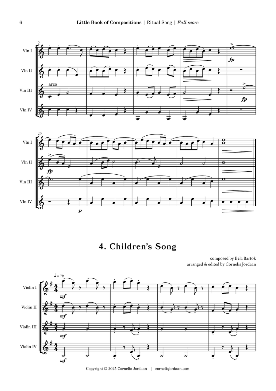 Little Book of Compositions for Beginning Violin Quartet Chamber Music scores gallery preview page 6