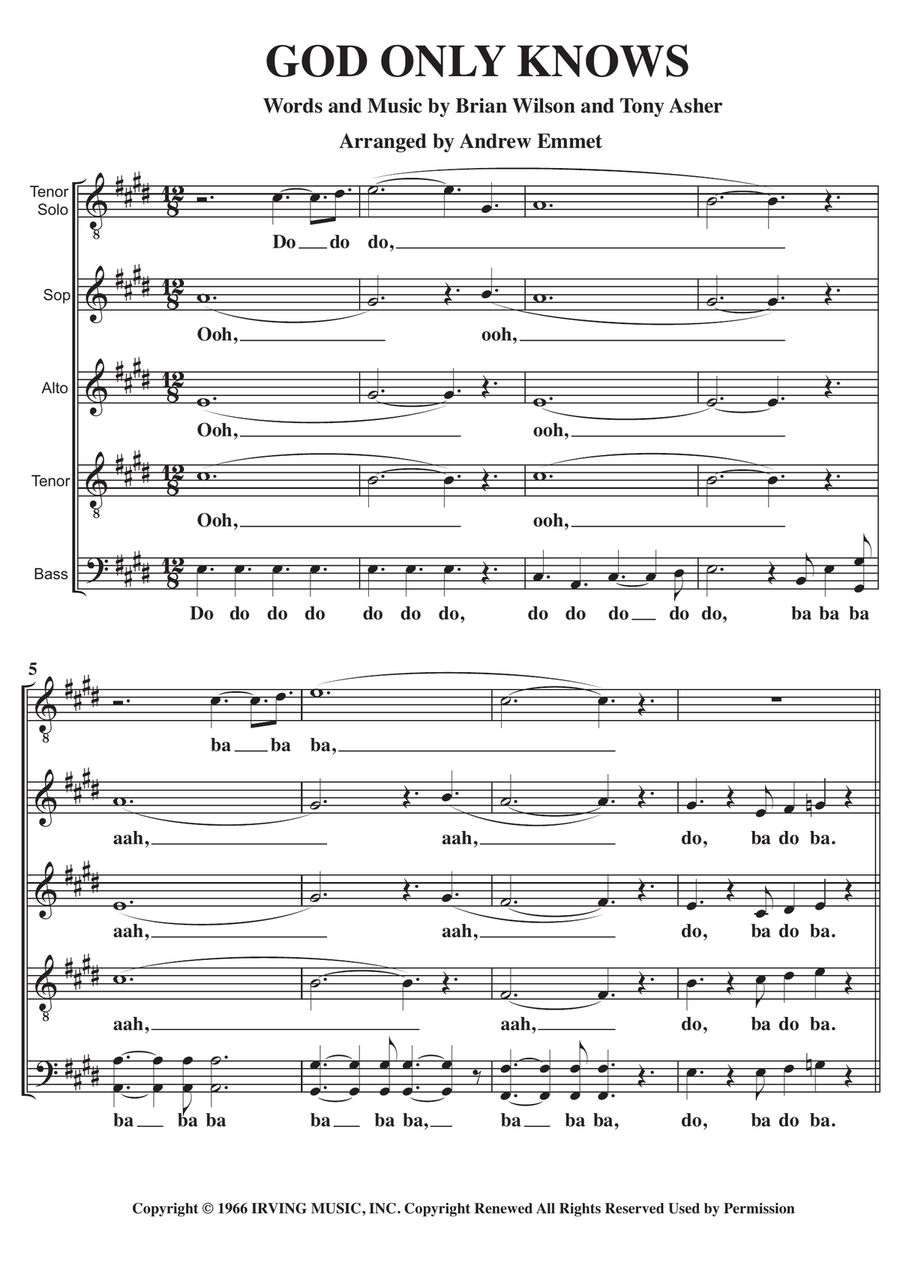 God Only Knows God Only Knows 4-Part scores gallery preview page 1