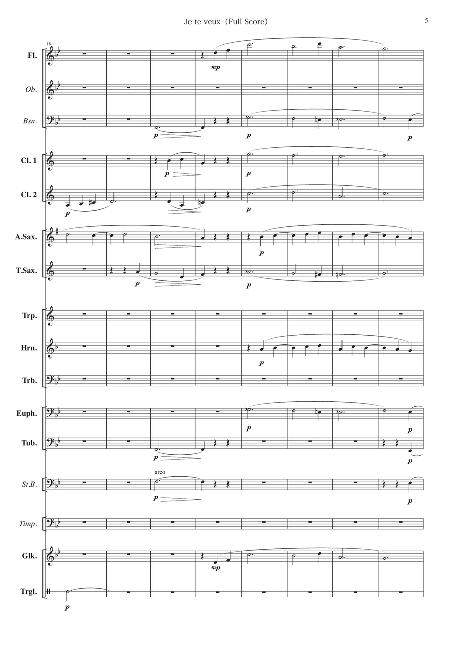 Je te veux [Arrangement for small concert band] - Score Only Concert Band scores gallery preview page 5