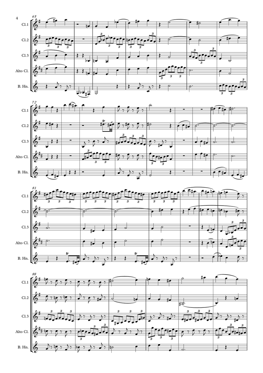 Minuetto from Kegelstatt Trio Clarinet Quintet scores gallery preview page 4