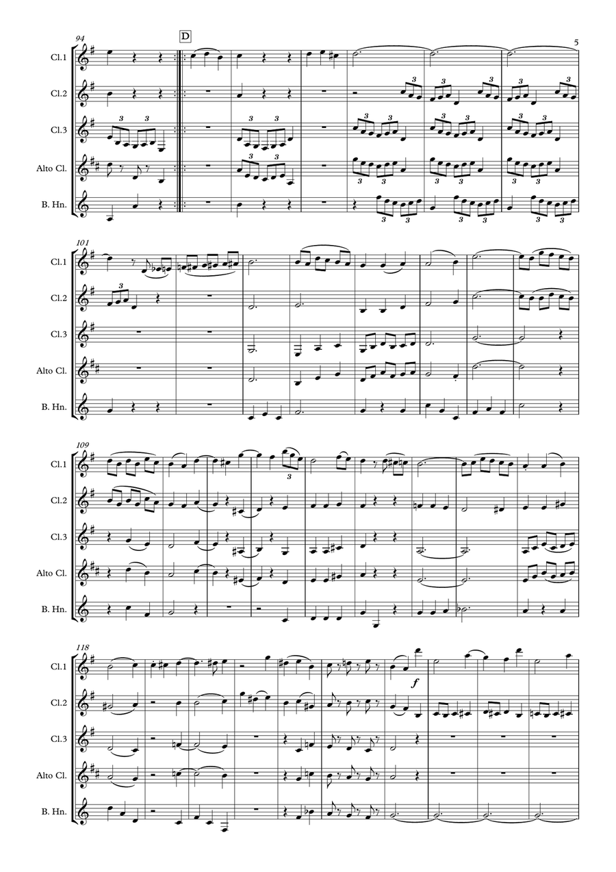 Minuetto from Kegelstatt Trio Clarinet Quintet scores gallery preview page 5