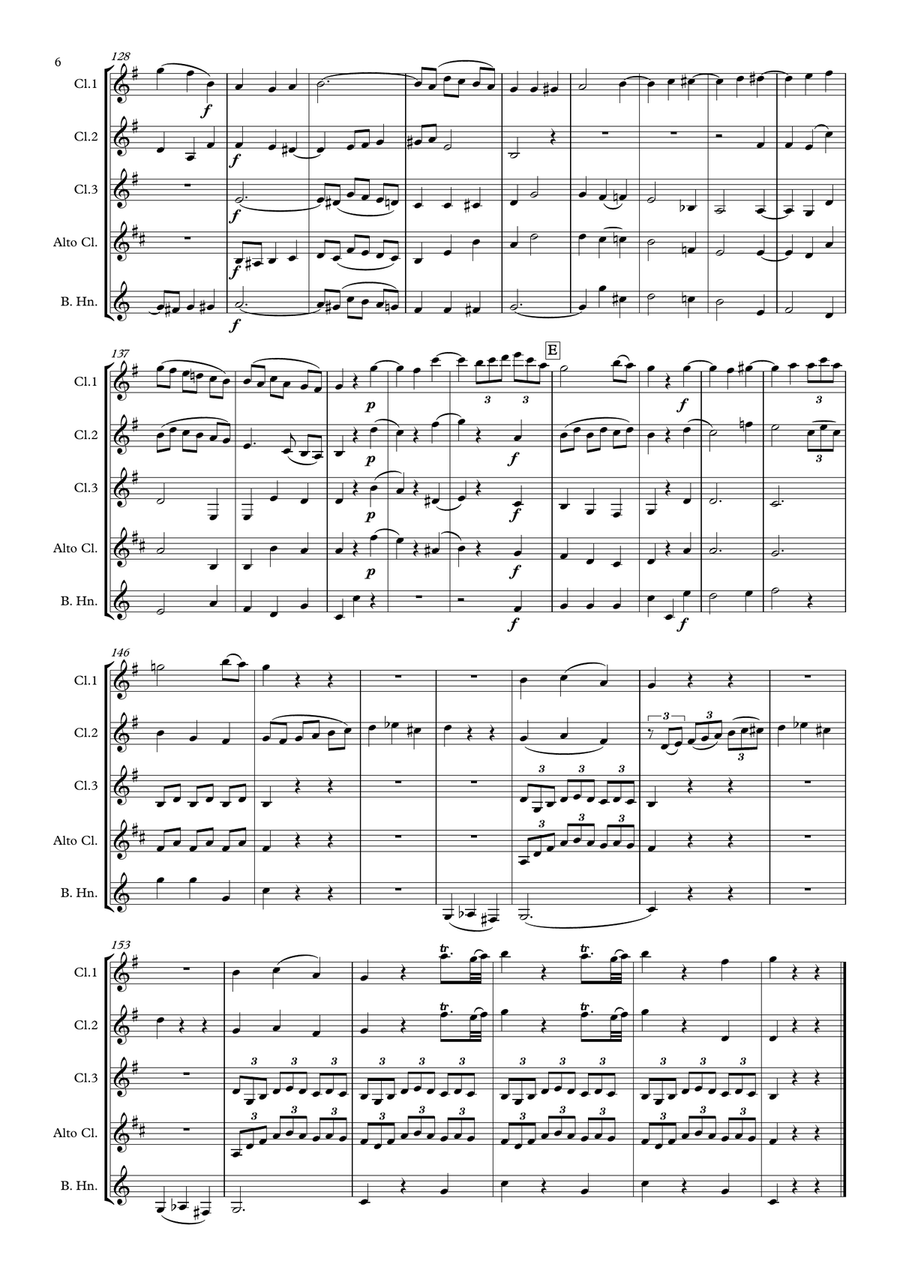 Minuetto from Kegelstatt Trio Clarinet Quintet scores gallery preview page 6