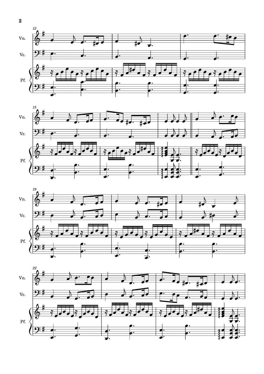 Greensleeves - Violin, Cello and Piano. Score and Parts. Piano Trio scores gallery preview page 2