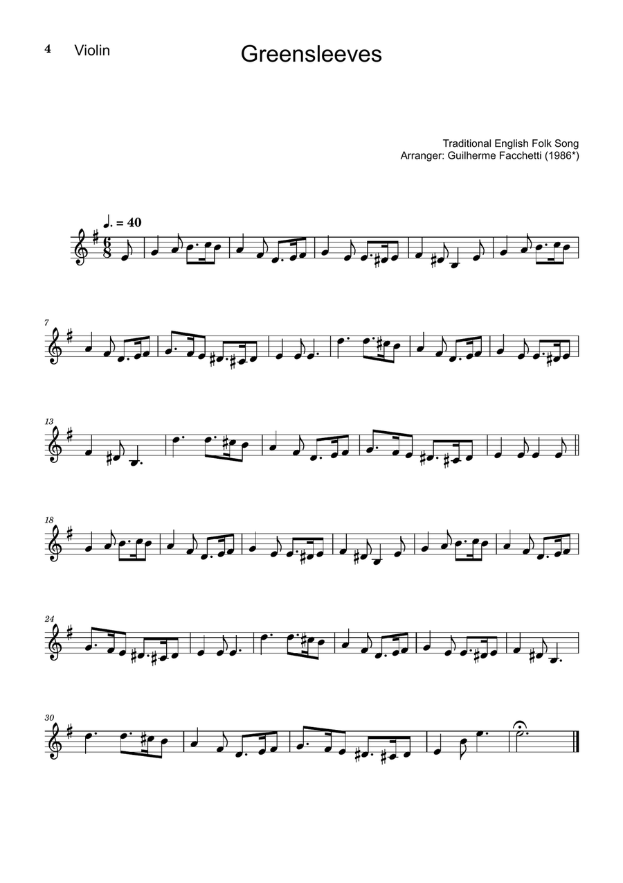 Greensleeves - Violin, Cello and Piano. Score and Parts. Piano Trio scores gallery preview page 4