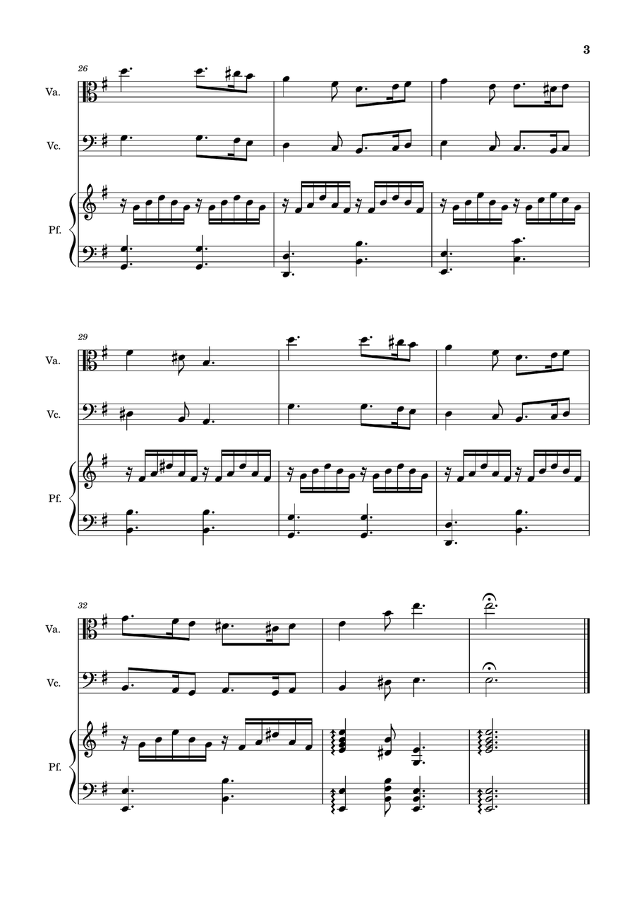 Greensleeves - Viola, Cello and Piano. Score and Parts. Small Ensemble scores gallery preview page 3