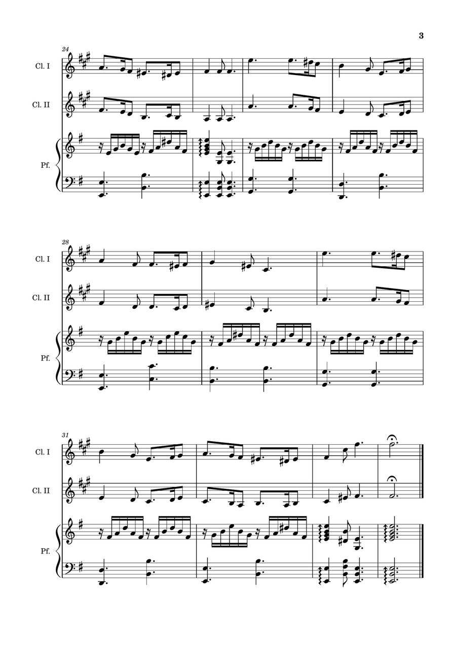 Greensleeves - Clarinet Duet and Piano. Score and Parts. Clarinet Duet scores gallery preview page 3