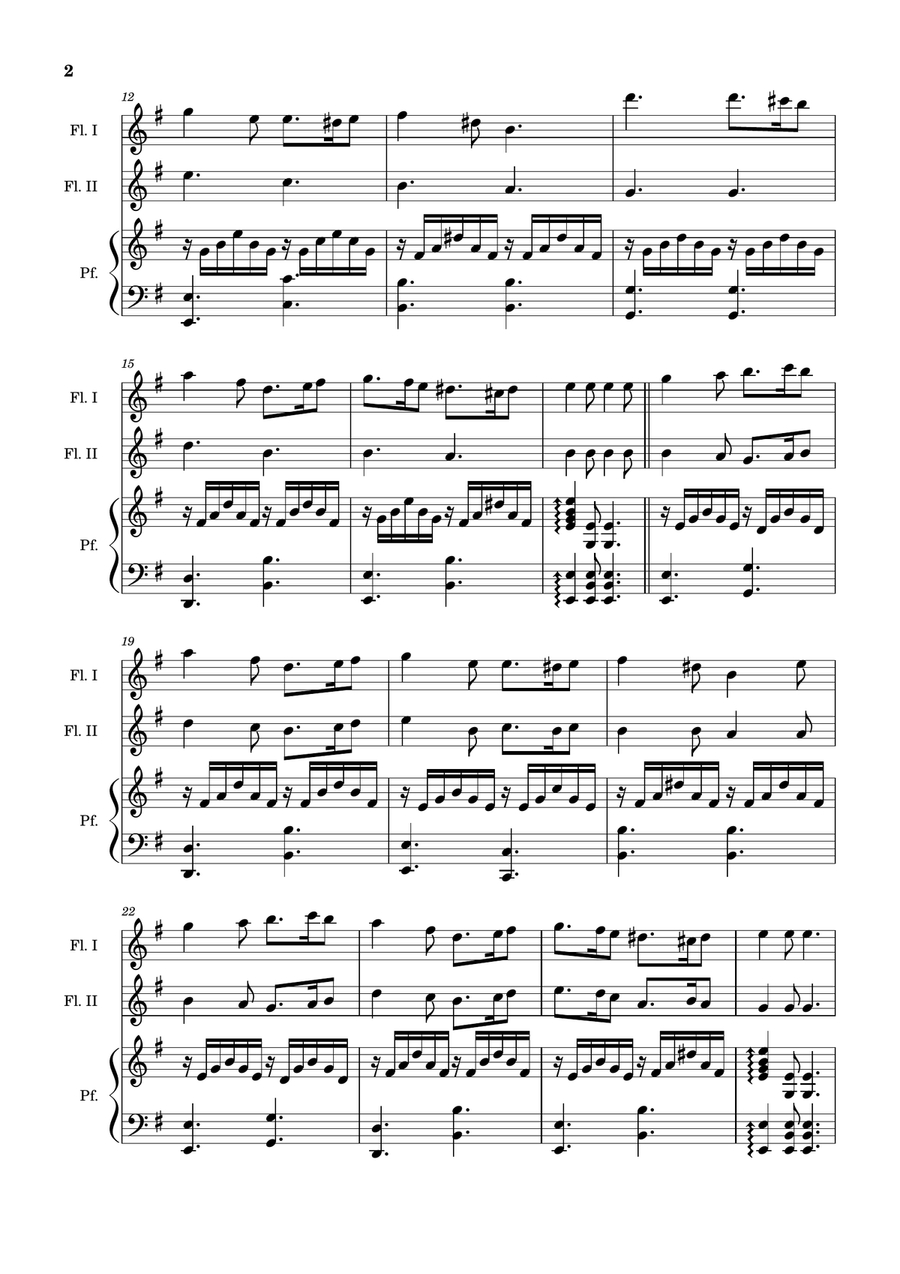 Greensleeves - Flute Duet and Piano. Score and Parts. Flute Duet scores gallery preview page 2