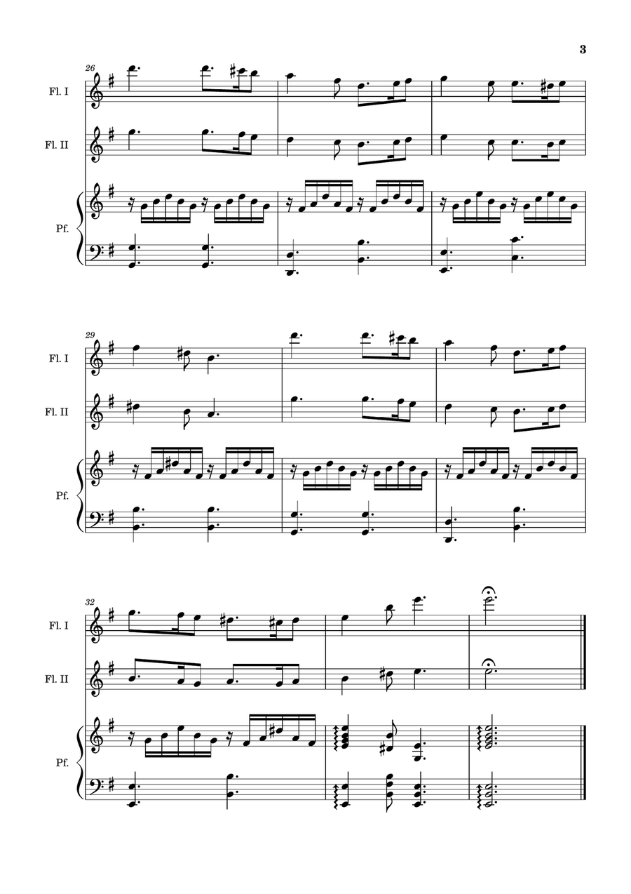 Greensleeves - Flute Duet and Piano. Score and Parts. Flute Duet scores gallery preview page 3