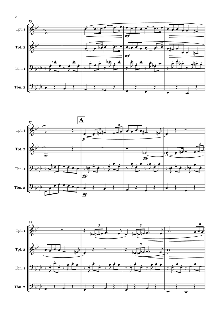 Pavane by Gabriel Faure - Brass quartet (2 tpt/2 tbn) Brass Quartet scores gallery preview page 2