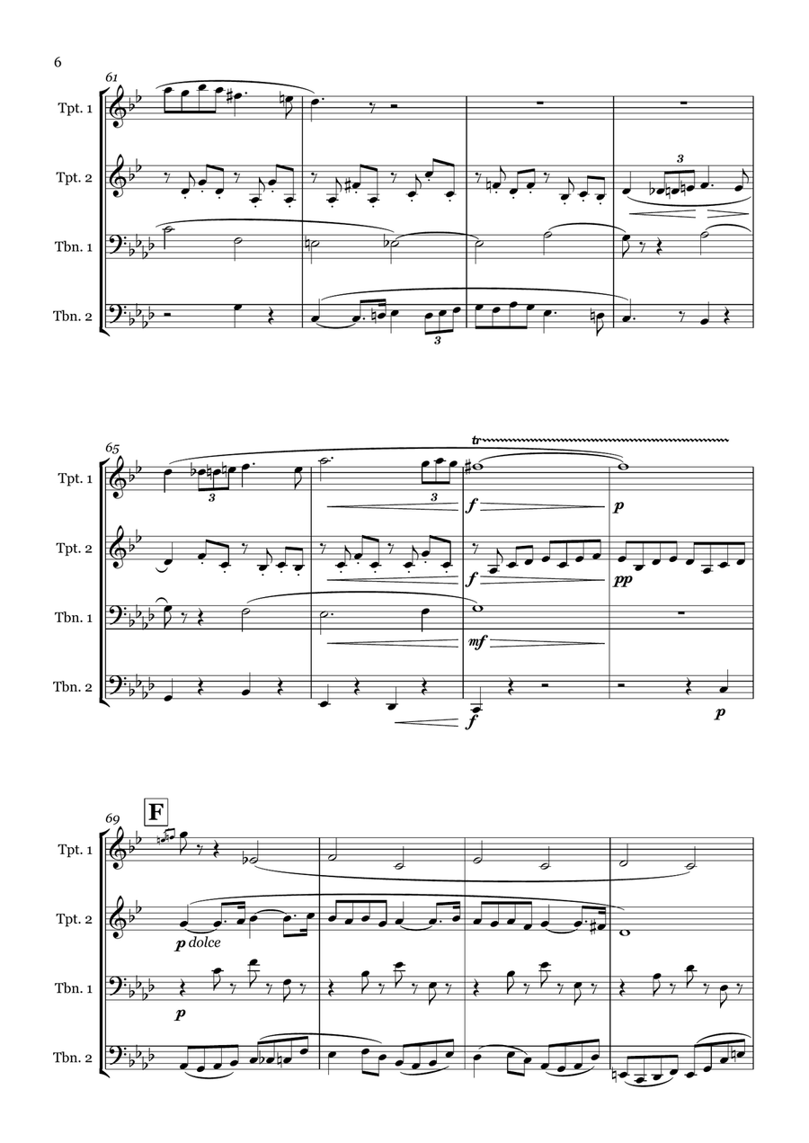 Pavane by Gabriel Faure - Brass quartet (2 tpt/2 tbn) Brass Quartet scores gallery preview page 6