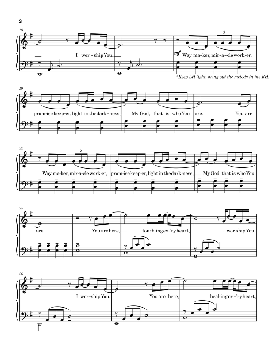 Way Maker Piano Solo scores gallery preview page 3