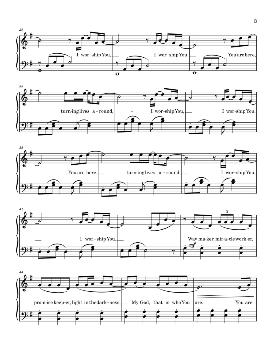 Way Maker Piano Solo scores gallery preview page 4