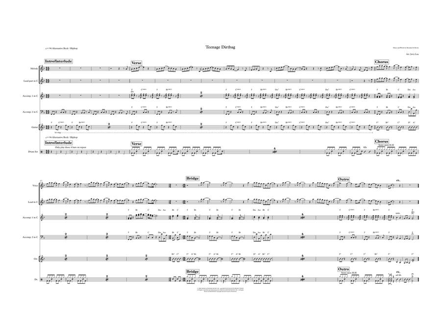Teenage Dirtbag Large Ensemble scores gallery preview page 1