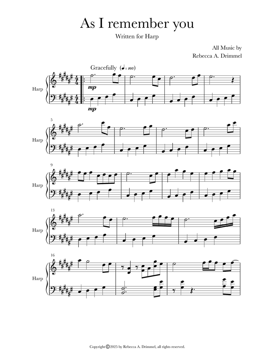 As I remember you As I remember you Celtic Harp scores gallery preview page 1