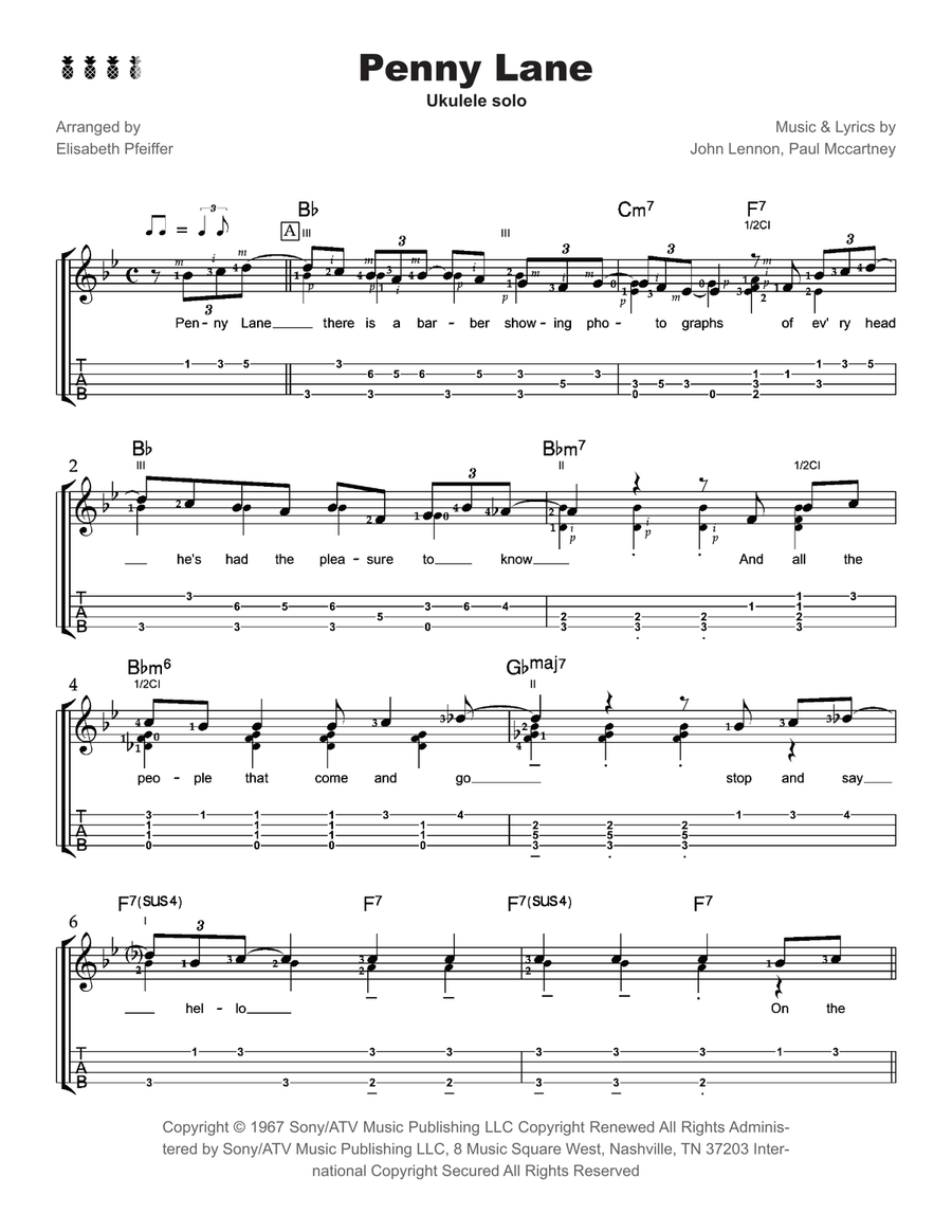 Penny Lane Penny Lane Ukulele scores gallery preview page 2