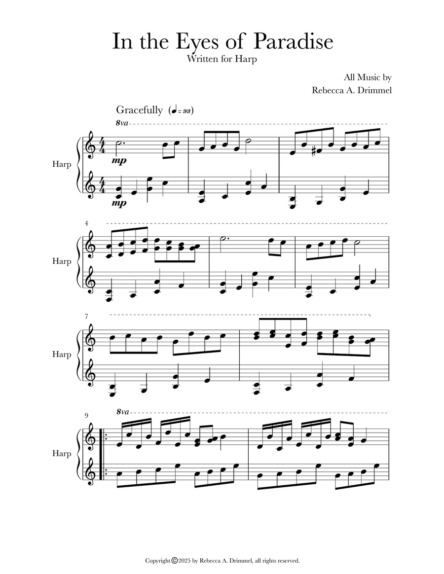 In the Eyes of Paradise In the Eyes of Paradise Celtic Harp scores gallery preview page 1