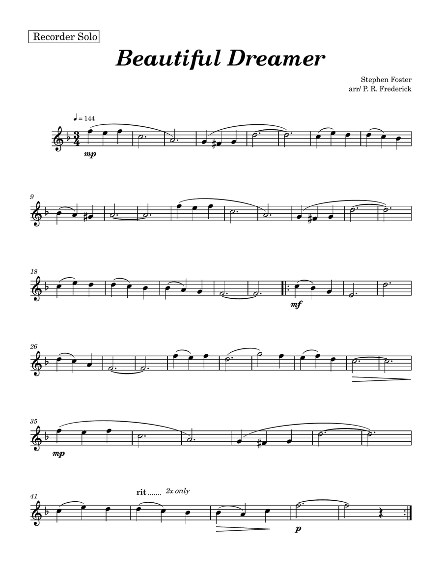 Beautiful Dreamer Beautiful Dreamer Recorder scores gallery preview page 1